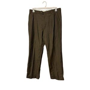 PRINCIPE Italy Wool Cashmere Dress Pants Mens 35 Brown Pleated Luxury Trousers